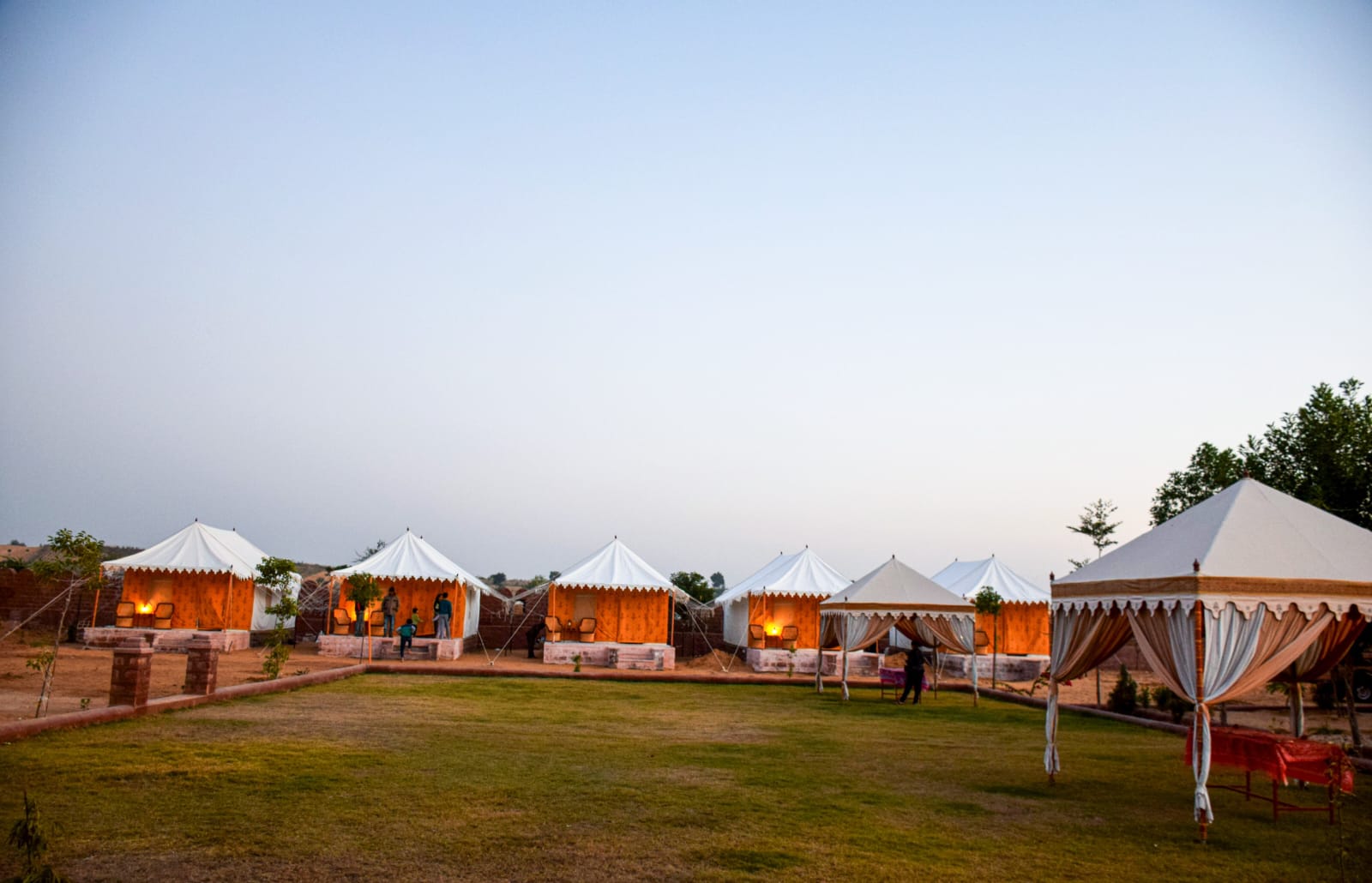 Sunset over the desert dunes